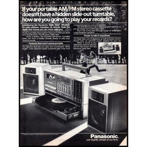 1984 Panasonic Triple Take Boom Box Ghetto Blaster Vintage Print Ad Wall Art